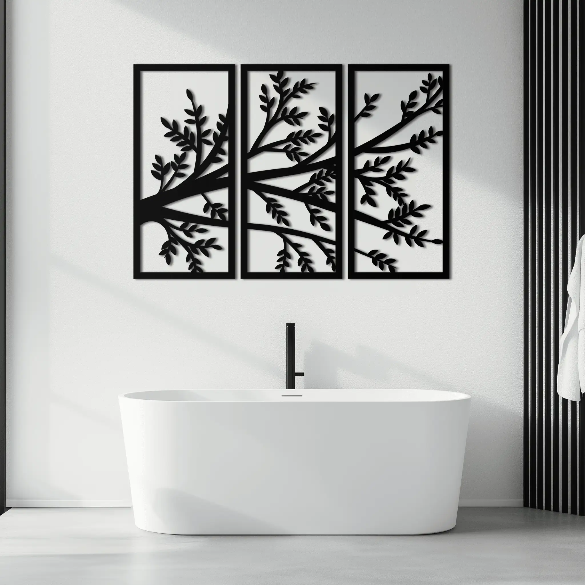 Branch Metal Wall Art - Three-Panel Nature-Inspired Steel Wall Decor - KAF024 by Enova Art