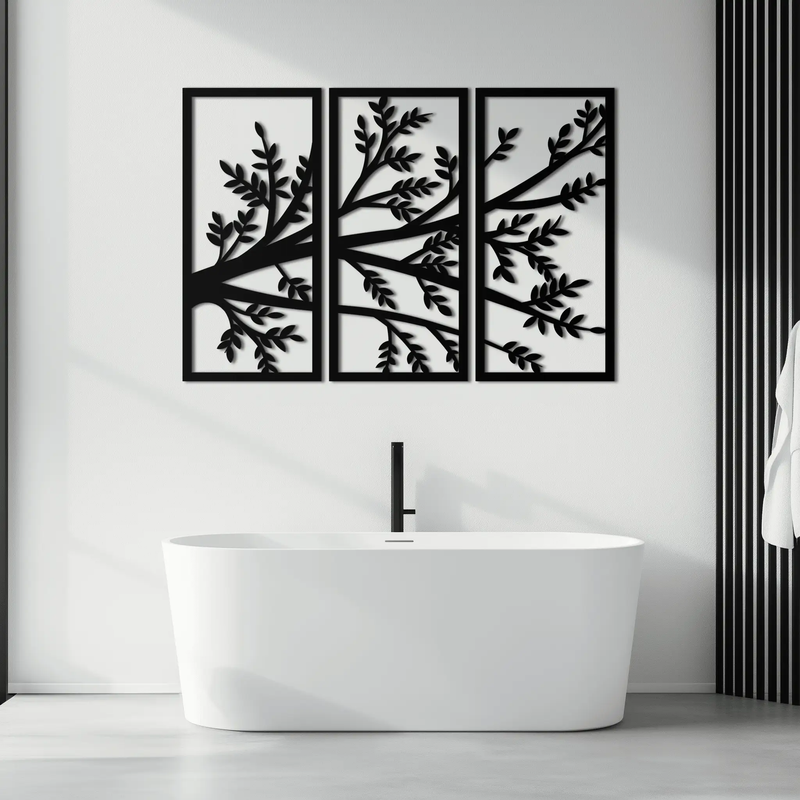 Branch Metal Wall Art - Three-Panel Nature-Inspired Steel Wall Decor - KAF024 by Enova Art
