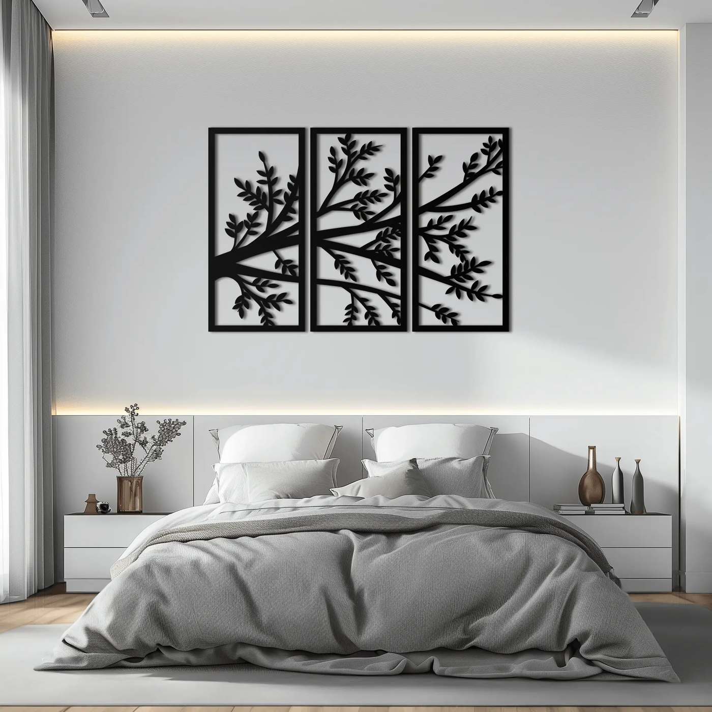 Branch Metal Wall Art - Three-Panel Nature-Inspired Steel Wall Decor - KAF024 by Enova Art