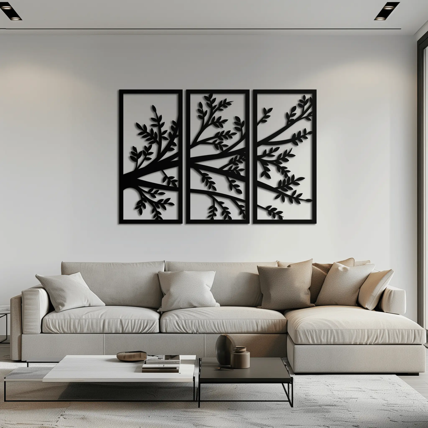 Branch Metal Wall Art - Three-Panel Nature-Inspired Steel Wall Decor - KAF024 by Enova Art