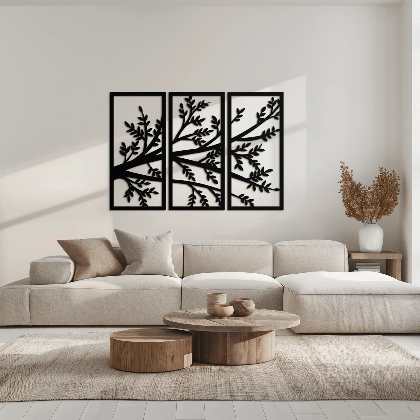 Branch Metal Wall Art - Three-Panel Nature-Inspired Steel Wall Decor - KAF024 by Enova Art