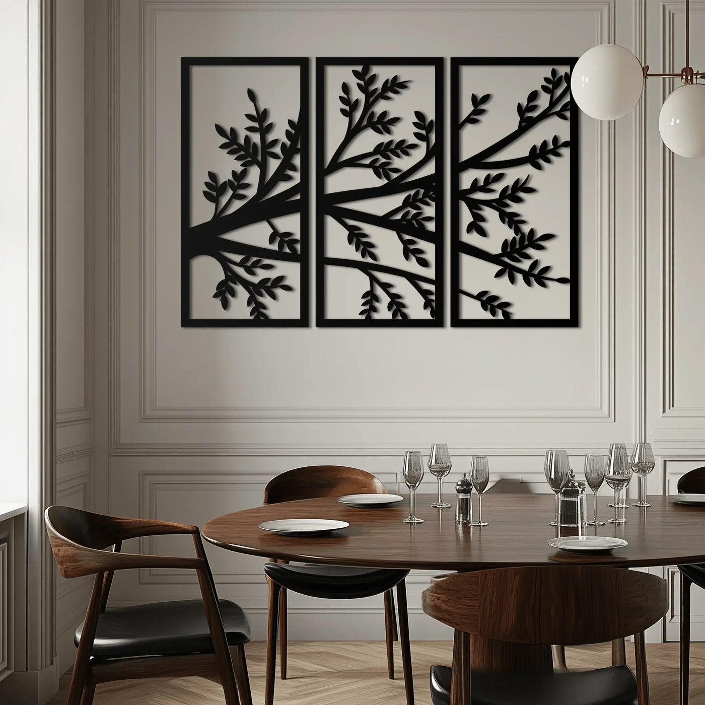 Branch Metal Wall Art - Three-Panel Nature-Inspired Steel Wall Decor - KAF024 by Enova Art