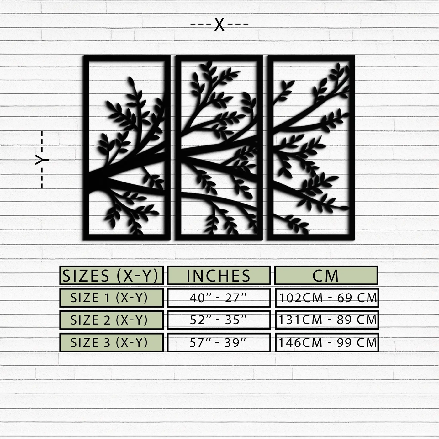 Branch Metal Wall Art - Three-Panel Nature-Inspired Steel Wall Decor - KAF024 by Enova Art