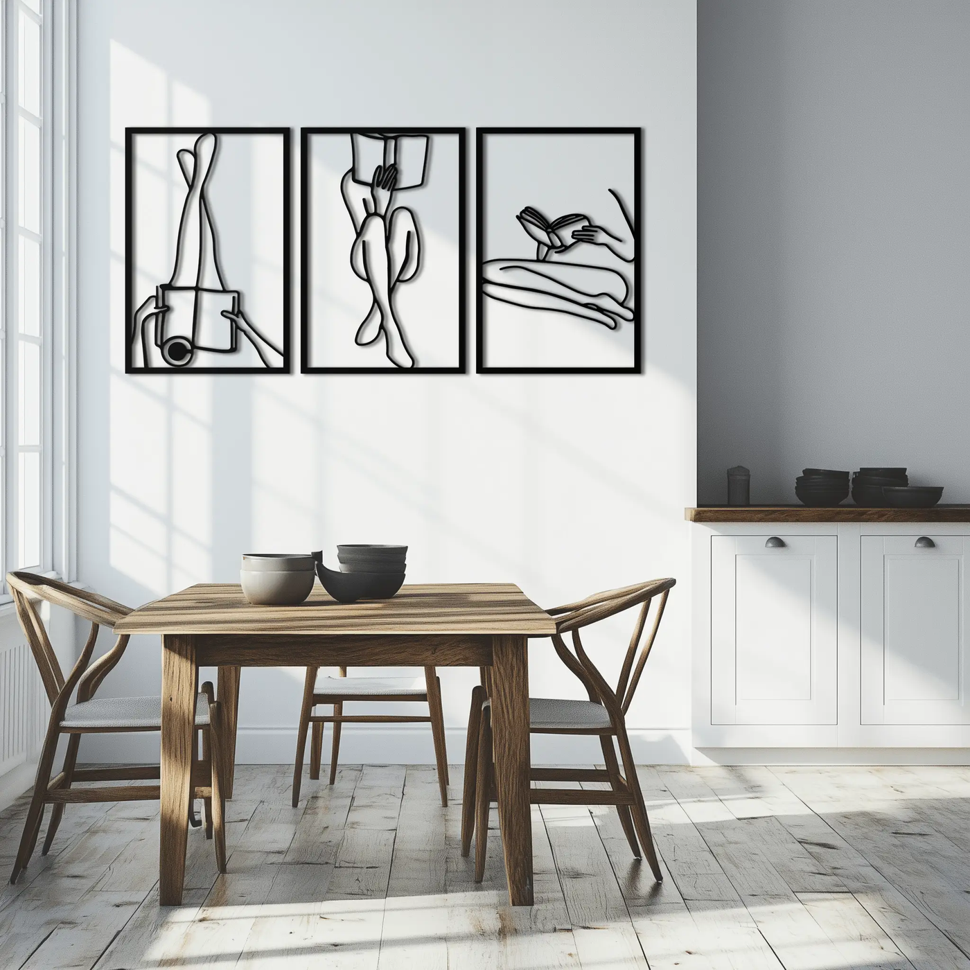 Reading Woman Metal Wall Art - Modern Minimalist Steel Wall Decor - KAF026 by Enova Art