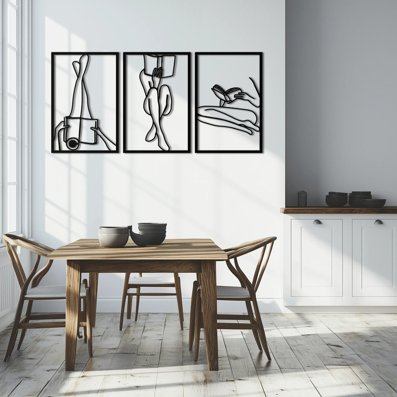 Reading Woman Metal Wall Art - Modern Minimalist Steel Wall Decor - KAF026 by Enova Art