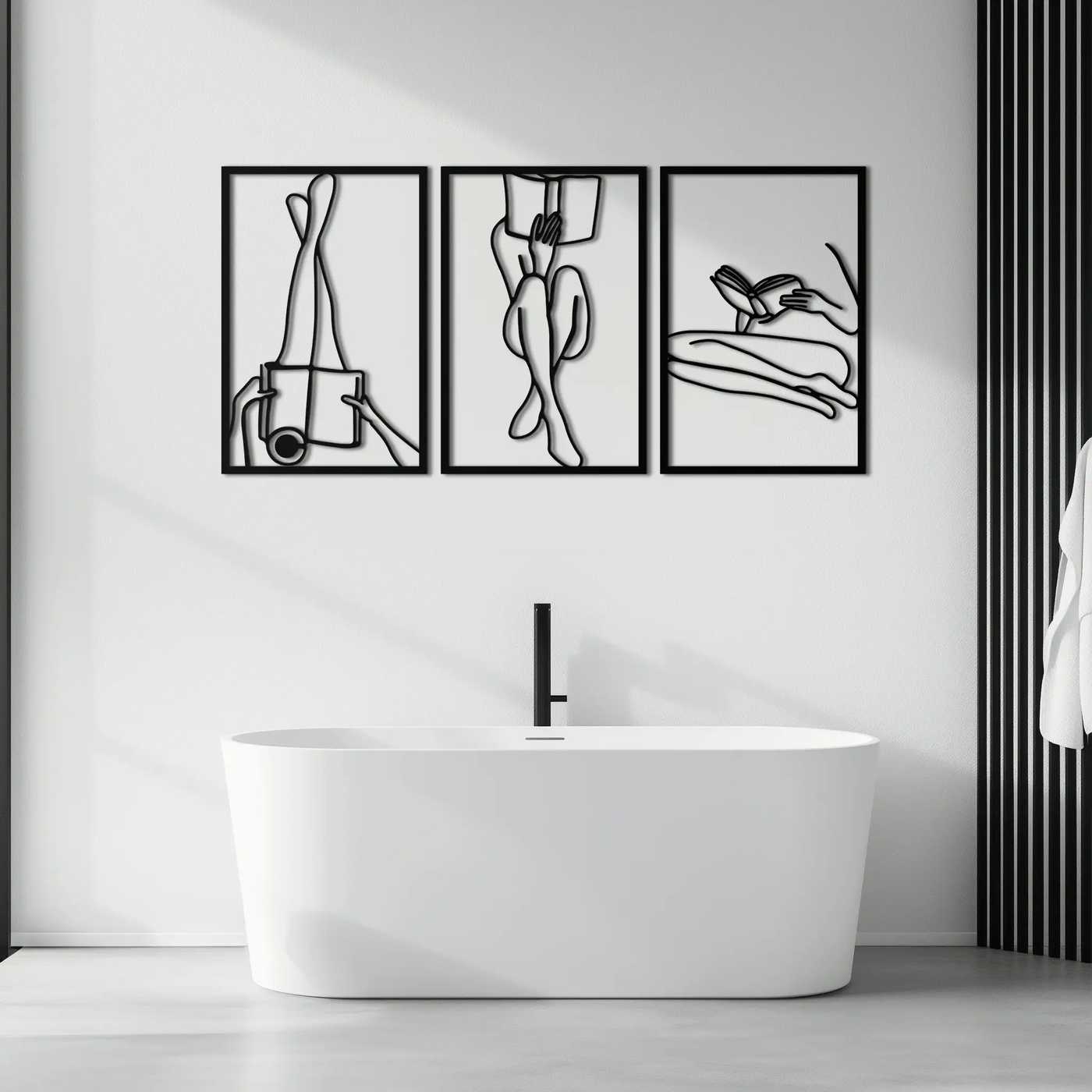 Reading Woman Metal Wall Art - Modern Minimalist Steel Wall Decor - KAF026 by Enova Art