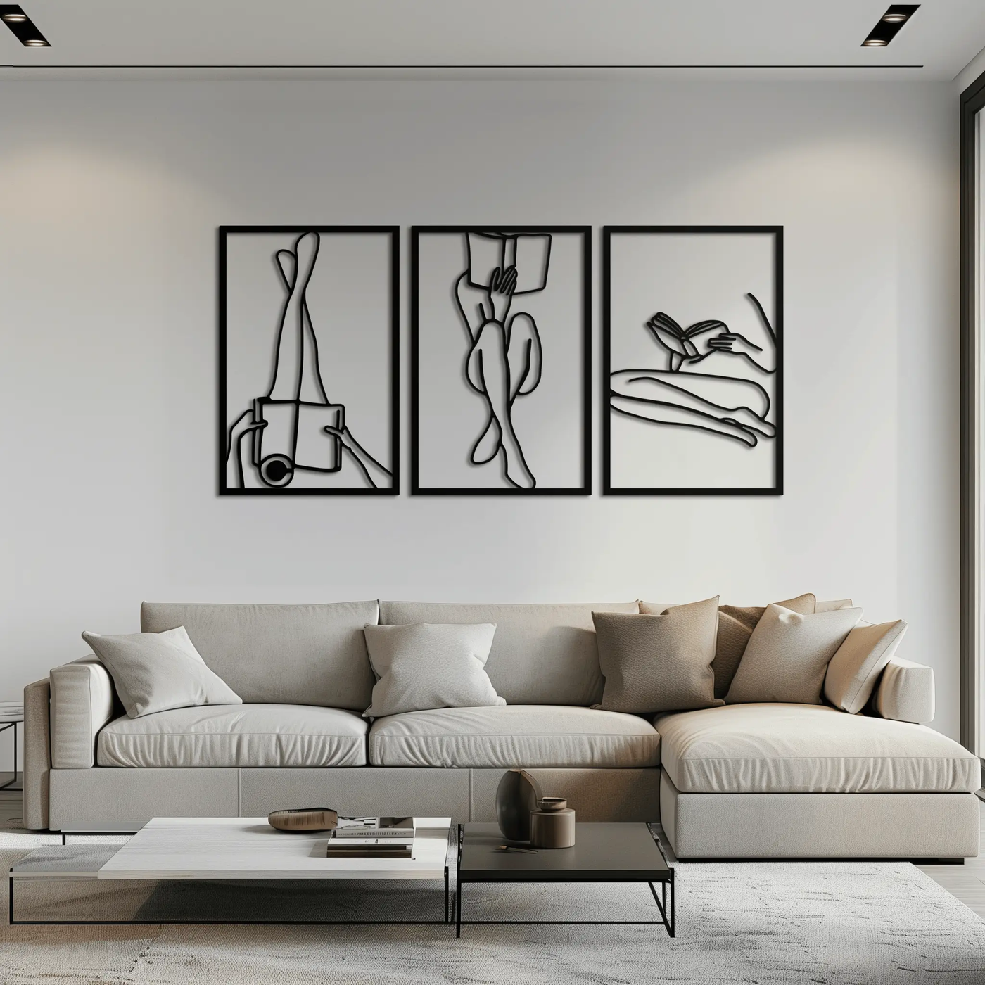Reading Woman Metal Wall Art - Modern Minimalist Steel Wall Decor - KAF026 by Enova Art