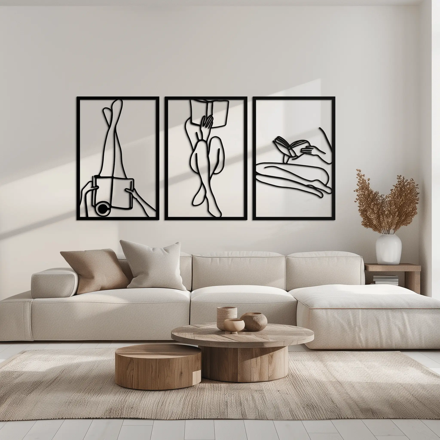 Reading Woman Metal Wall Art - Modern Minimalist Steel Wall Decor - KAF026 by Enova Art