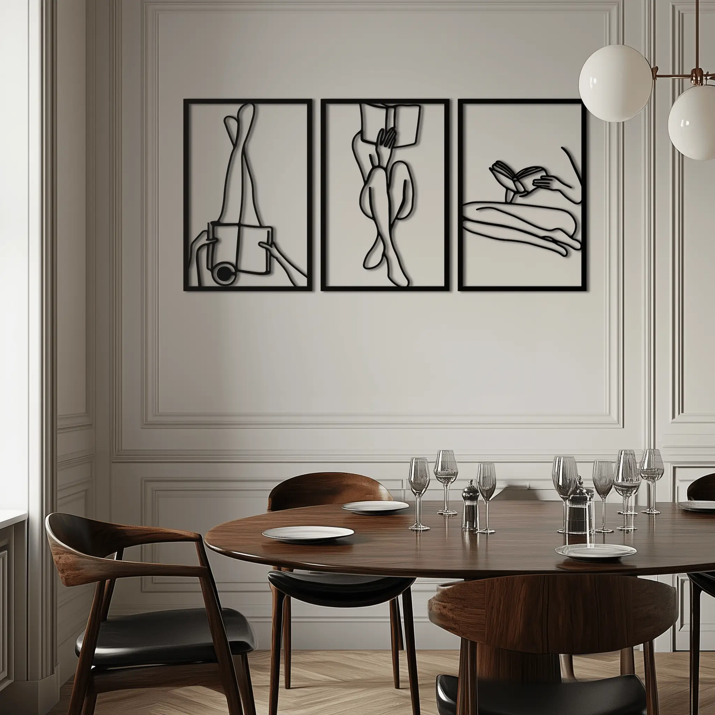 Reading Woman Metal Wall Art - Modern Minimalist Steel Wall Decor - KAF026 by Enova Art