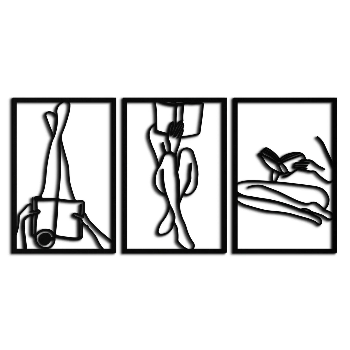 Reading Woman Metal Wall Art - Modern Minimalist Steel Wall Decor - KAF026 by Enova Art