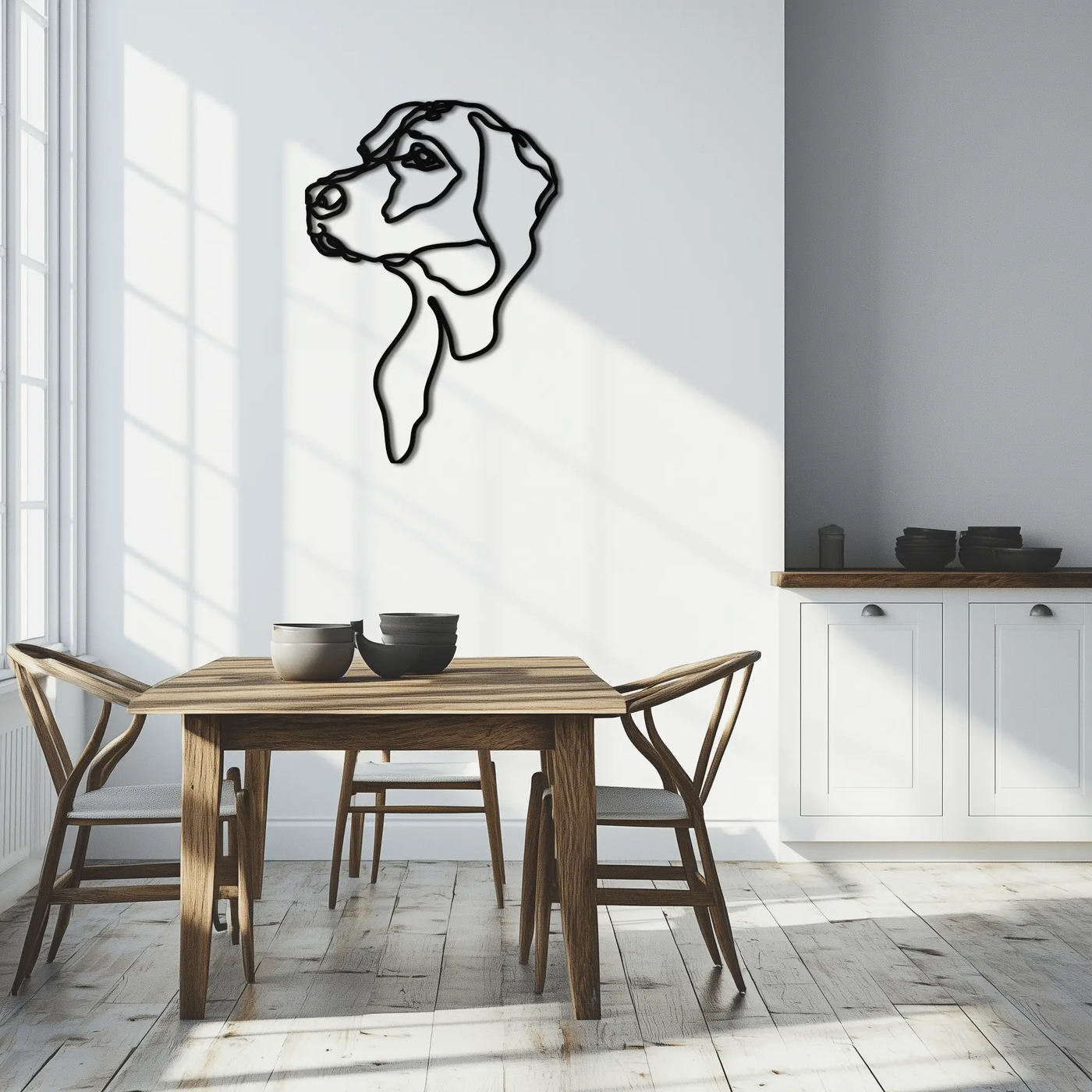 Minimalist Dog Line Art - Modern Metal Wall Decor - KAF027 by Enova Art