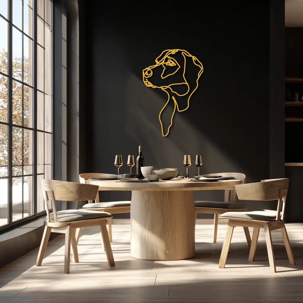 Minimalist Dog Line Art - Modern Metal Wall Decor - KAF027 by Enova Art