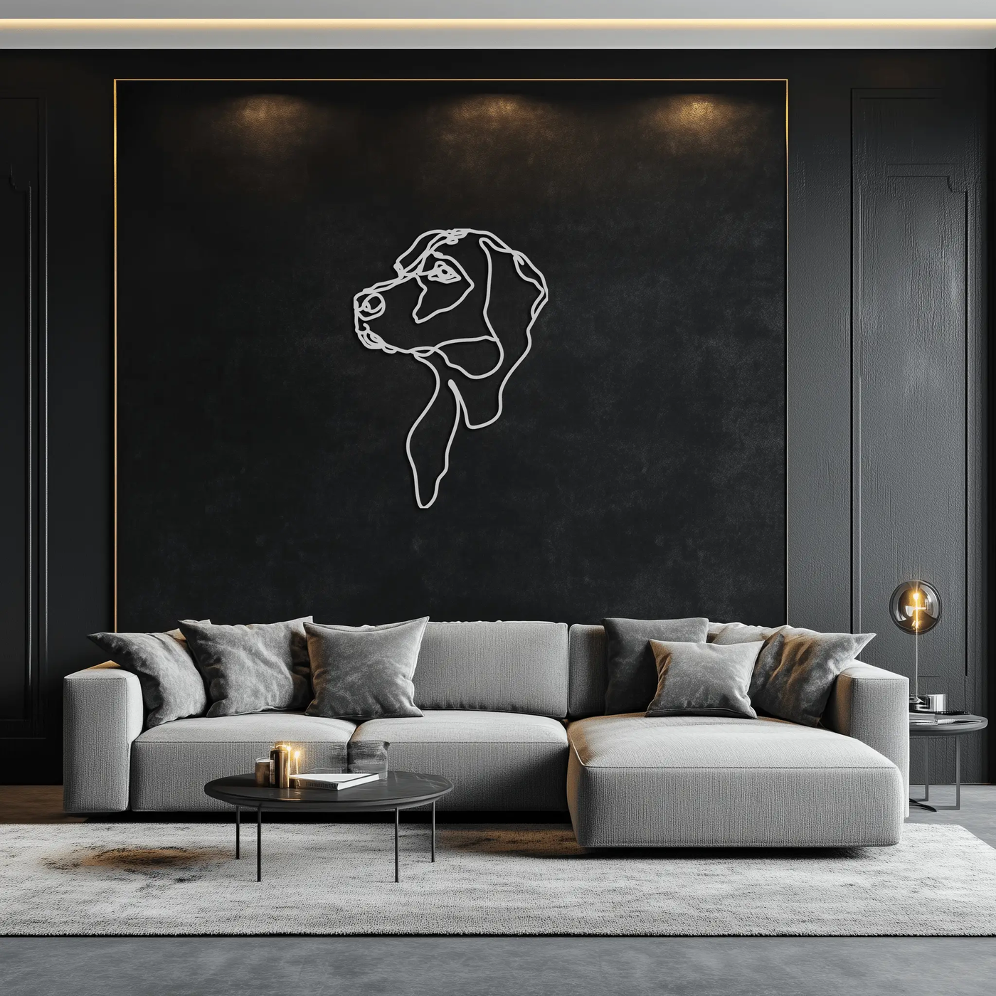 Minimalist Dog Line Art - Modern Metal Wall Decor - KAF027 by Enova Art