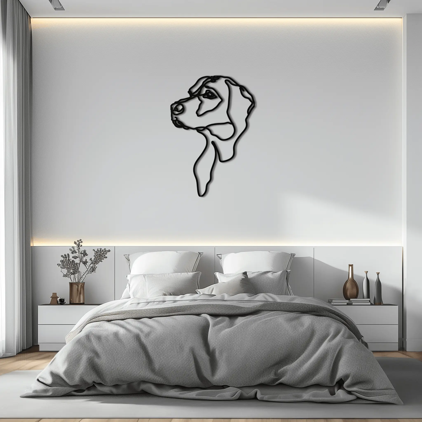 Minimalist Dog Line Art - Modern Metal Wall Decor - KAF027 by Enova Art