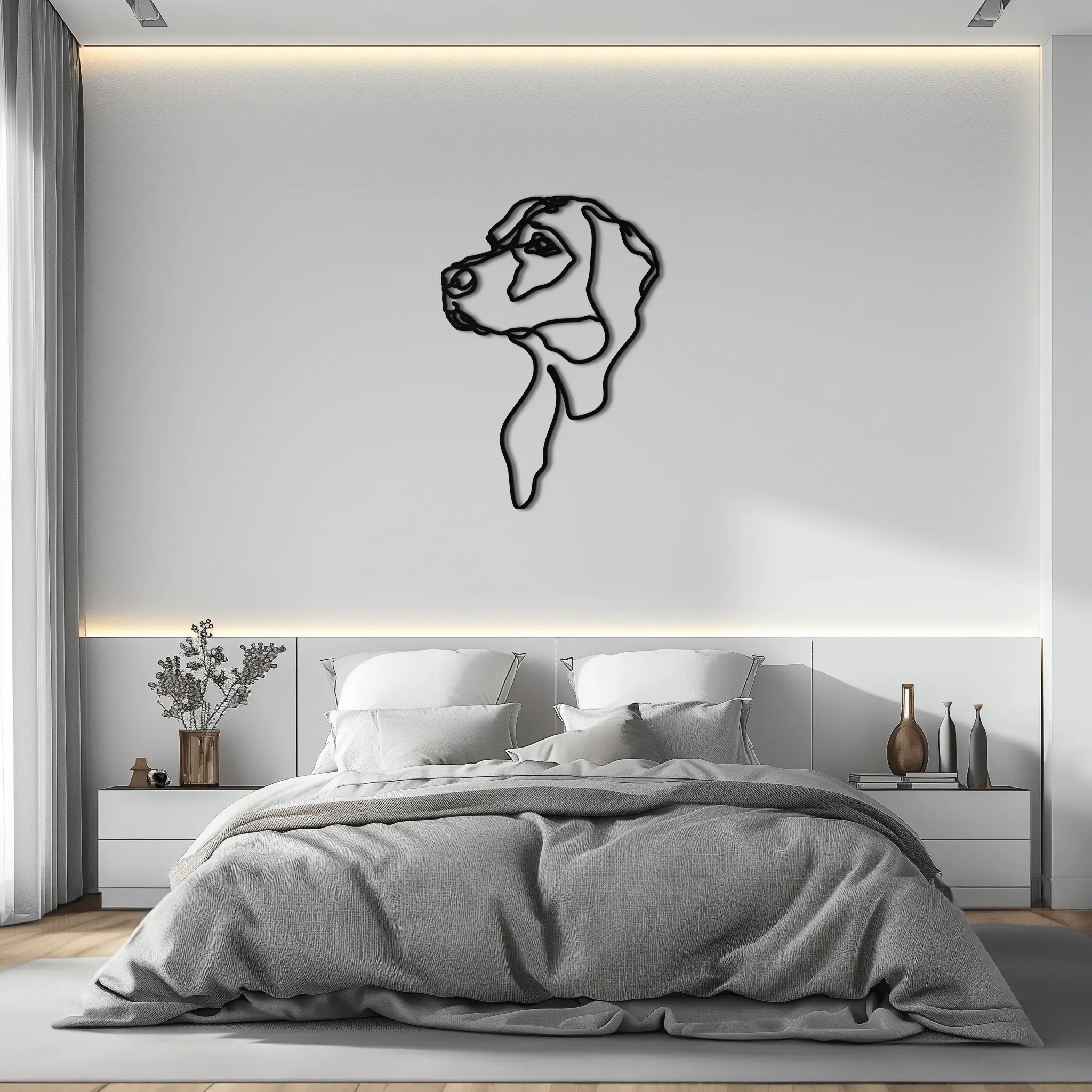 Minimalist Dog Line Art - Modern Metal Wall Decor - KAF027 by Enova Art