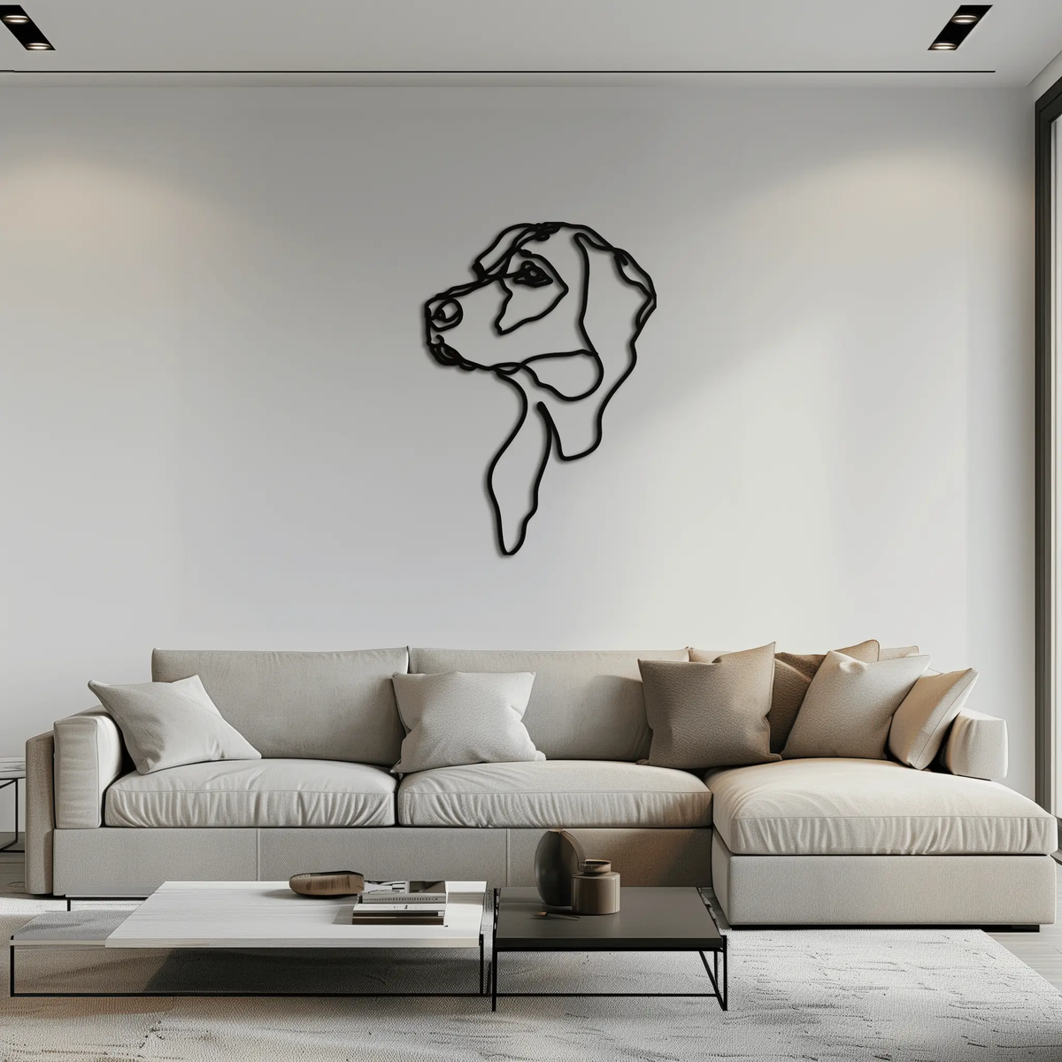 Minimalist Dog Line Art - Modern Metal Wall Decor - KAF027 by Enova Art