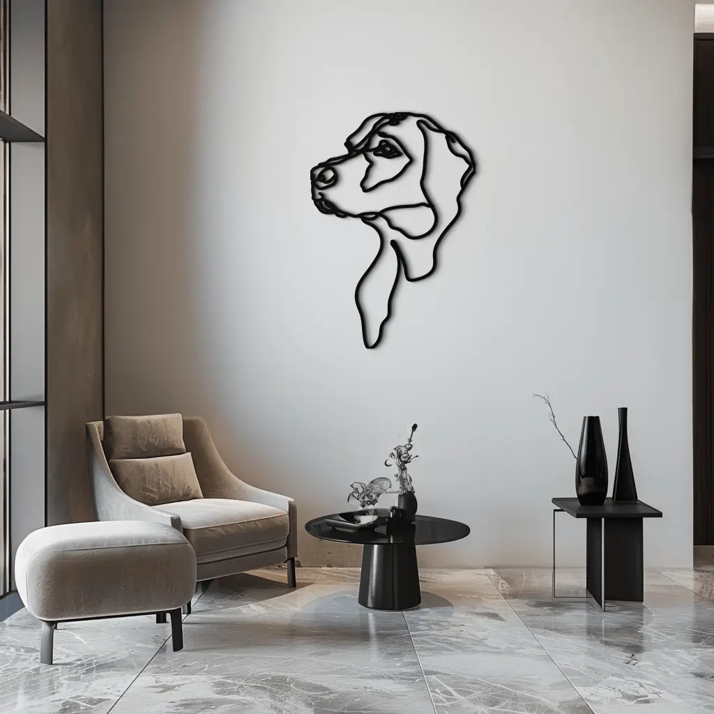 Minimalist Dog Line Art - Modern Metal Wall Decor - KAF027 by Enova Art