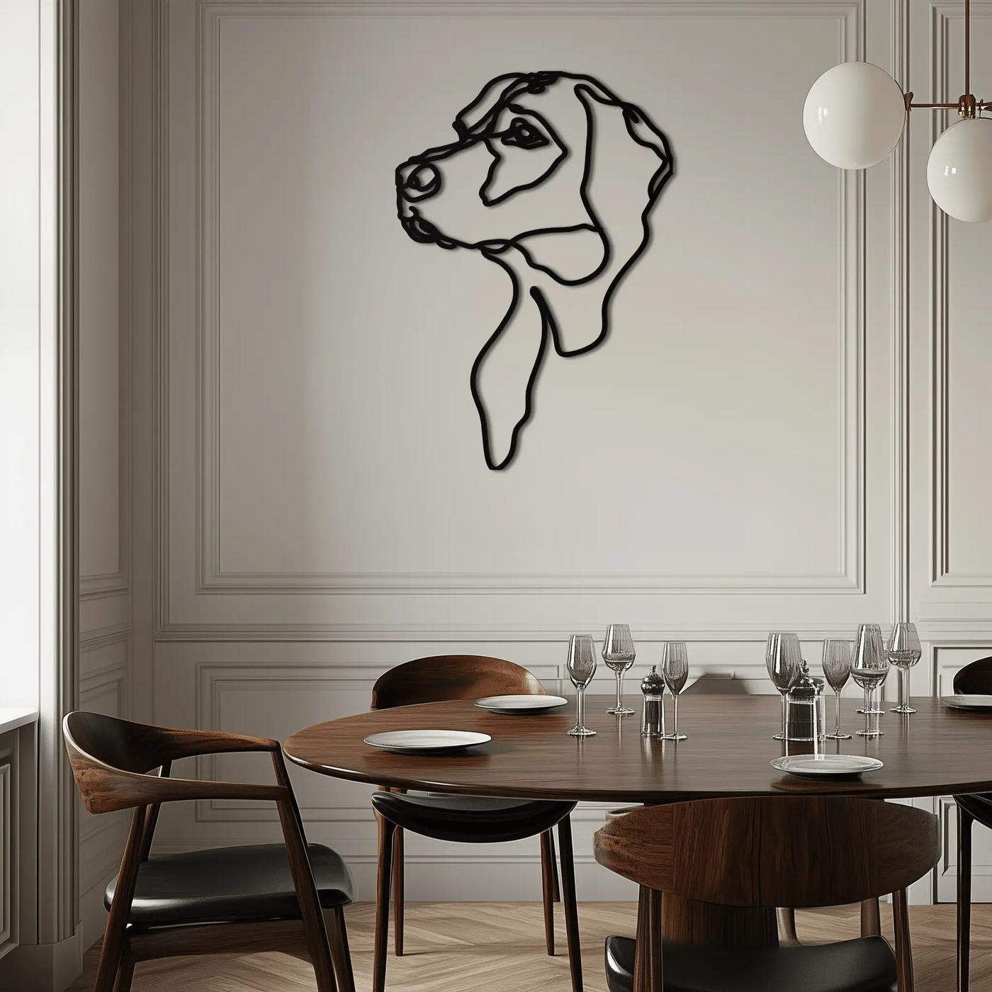 Minimalist Dog Line Art - Modern Metal Wall Decor - KAF027 by Enova Art