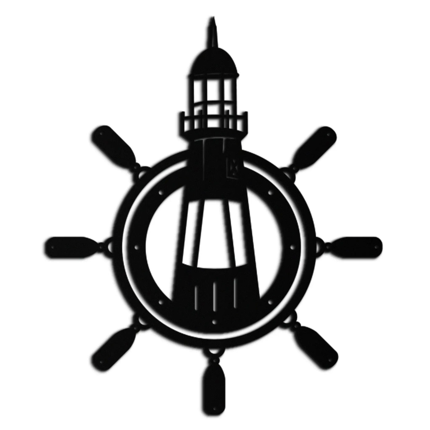 Lighthouse and Ship Wheel Metal Wall Art - Nautical Steel Wall Decor - KAF028 by Enova Art