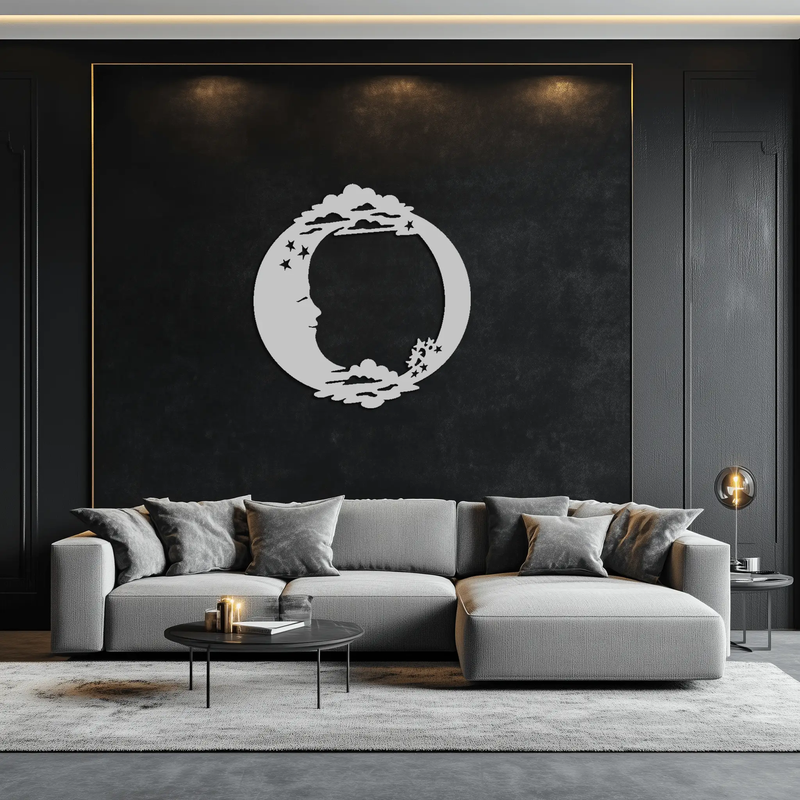 Moon & Stars Metal Wall Art - Celestial-Inspired Steel Wall Decor - KAF029 by Enova Art