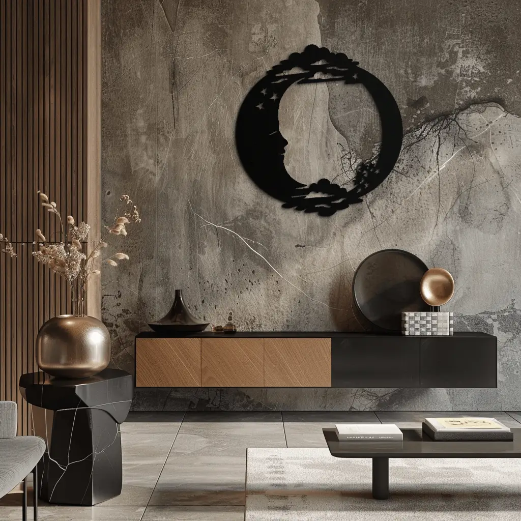 Moon & Stars Metal Wall Art - Celestial-Inspired Steel Wall Decor - KAF029 by Enova Art