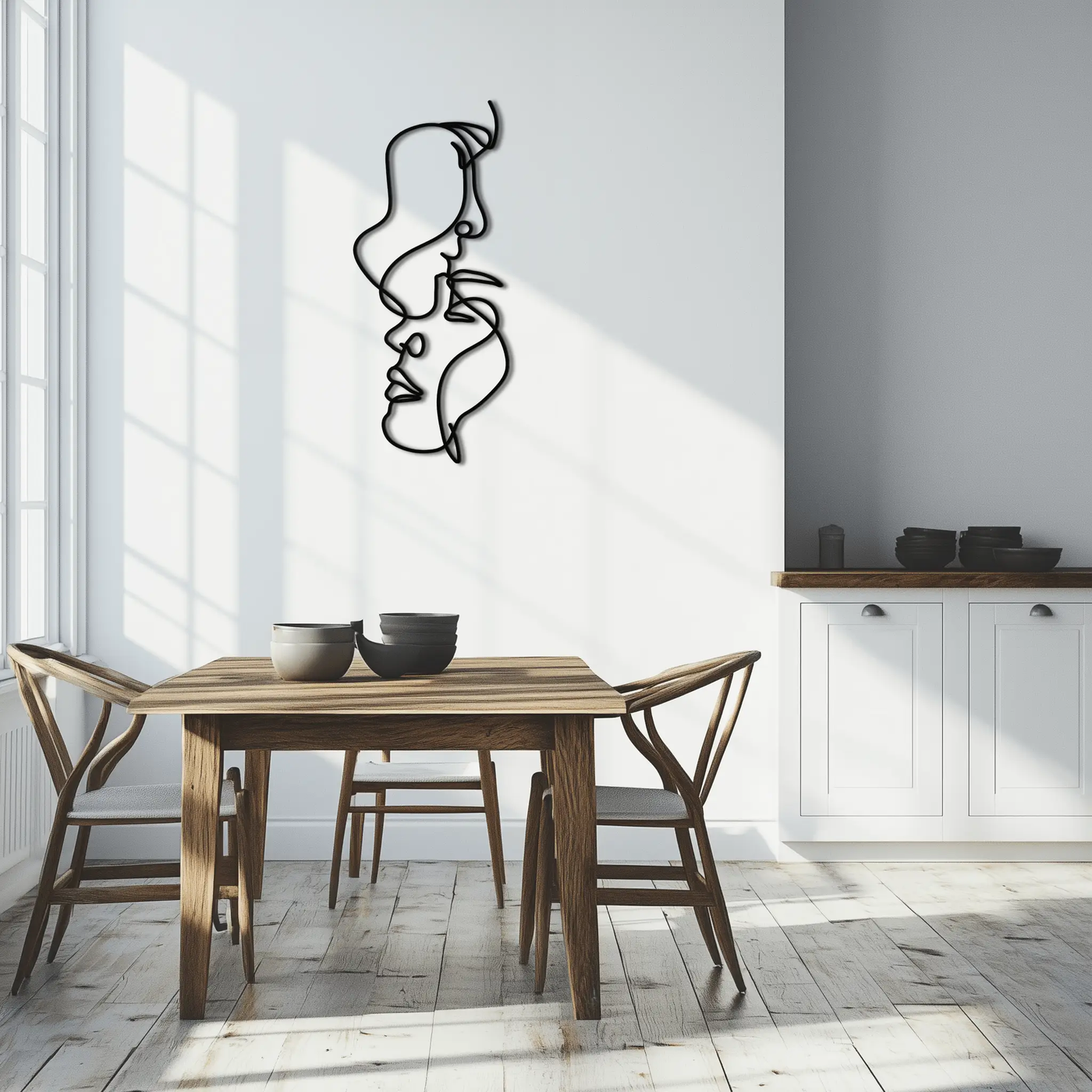 Abstract Lovers Metal Wall Art - Modern Minimalist Line Art - KAF031 by Enova Art