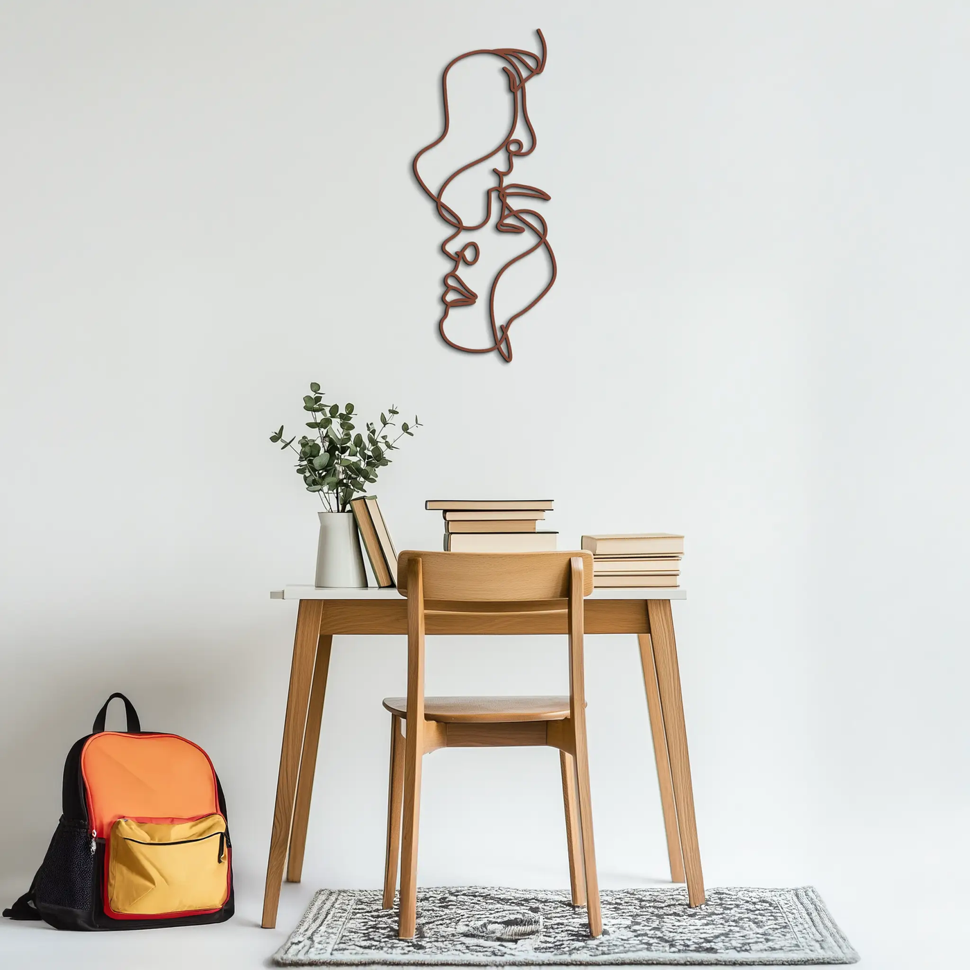 Abstract Lovers Metal Wall Art - Modern Minimalist Line Art - KAF031 by Enova Art