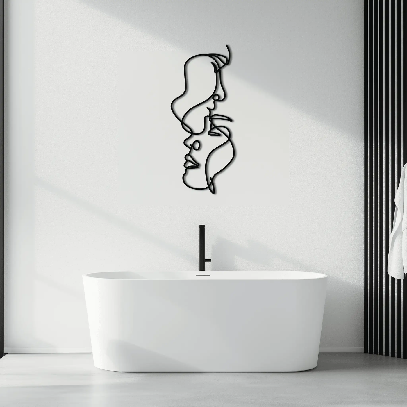 Abstract Lovers Metal Wall Art - Modern Minimalist Line Art - KAF031 by Enova Art