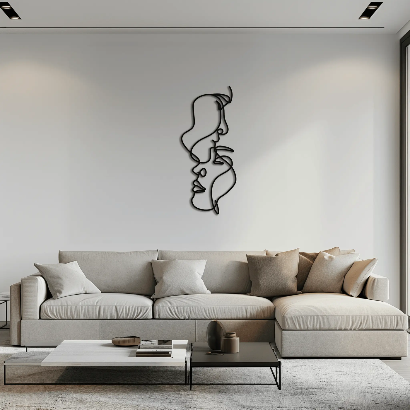 Abstract Lovers Metal Wall Art - Modern Minimalist Line Art - KAF031 by Enova Art