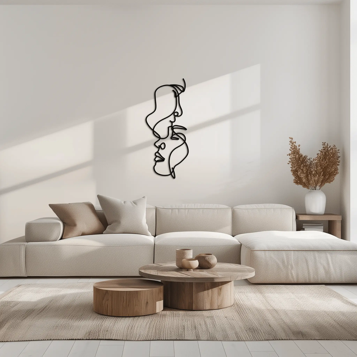 Abstract Lovers Metal Wall Art - Modern Minimalist Line Art - KAF031 by Enova Art