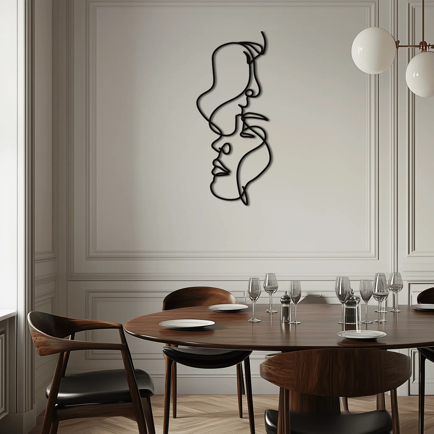Abstract Lovers Metal Wall Art - Modern Minimalist Line Art - KAF031 by Enova Art