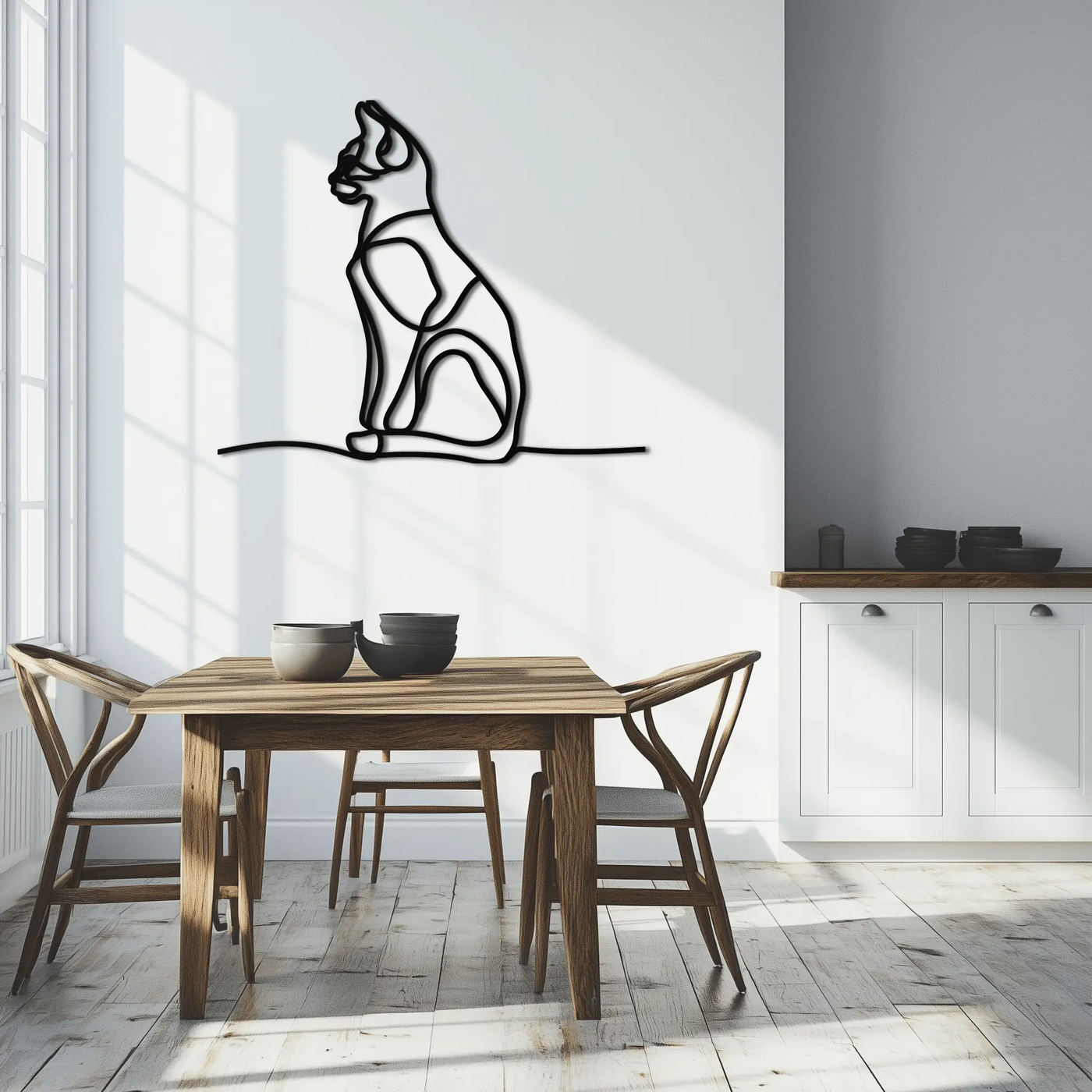 Cat Line Art Metal Wall Art - Modern Minimalist Steel Decor - KAF032 by Enova Art