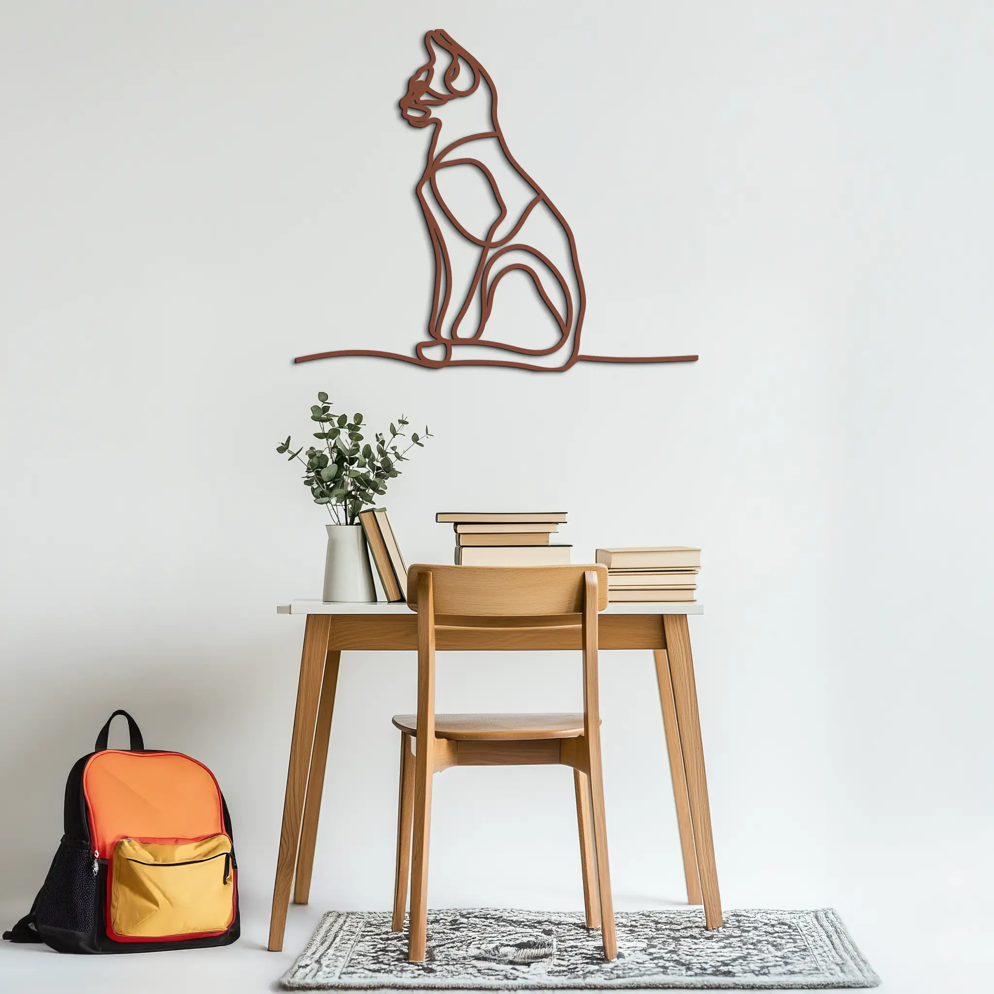Cat Line Art Metal Wall Art - Modern Minimalist Steel Decor - KAF032 by Enova Art