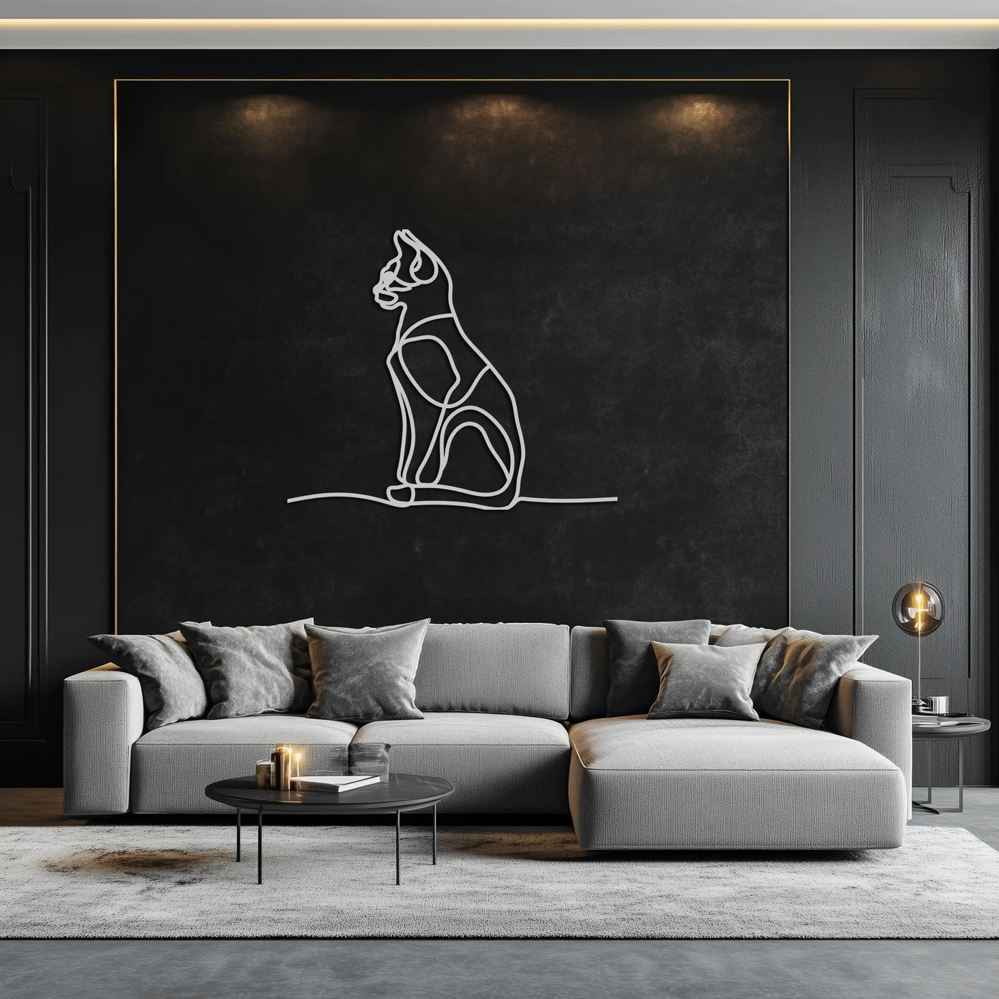 Cat Line Art Metal Wall Art - Modern Minimalist Steel Decor - KAF032 by Enova Art