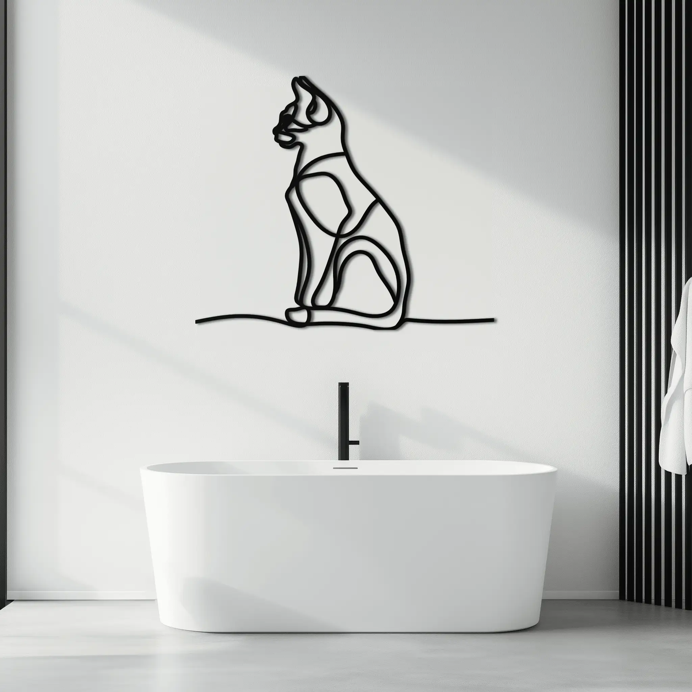 Cat Line Art Metal Wall Art - Modern Minimalist Steel Decor - KAF032 by Enova Art