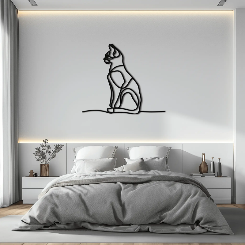 Cat Line Art Metal Wall Art - Modern Minimalist Steel Decor - KAF032 by Enova Art