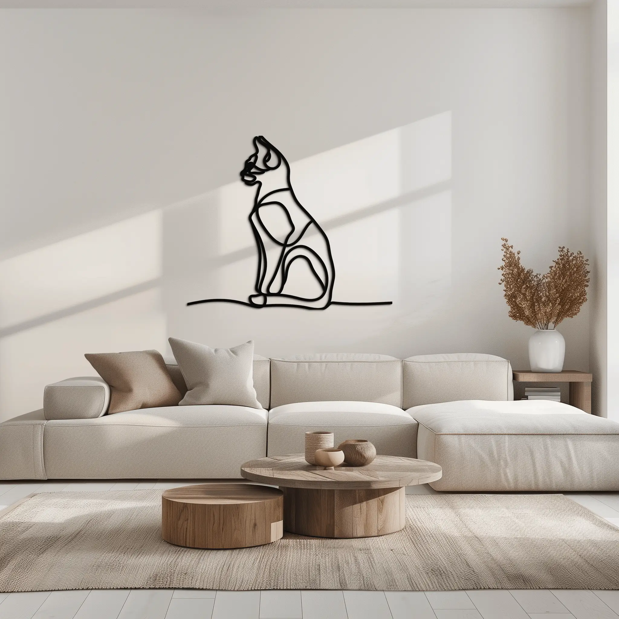 Cat Line Art Metal Wall Art - Modern Minimalist Steel Decor - KAF032 by Enova Art