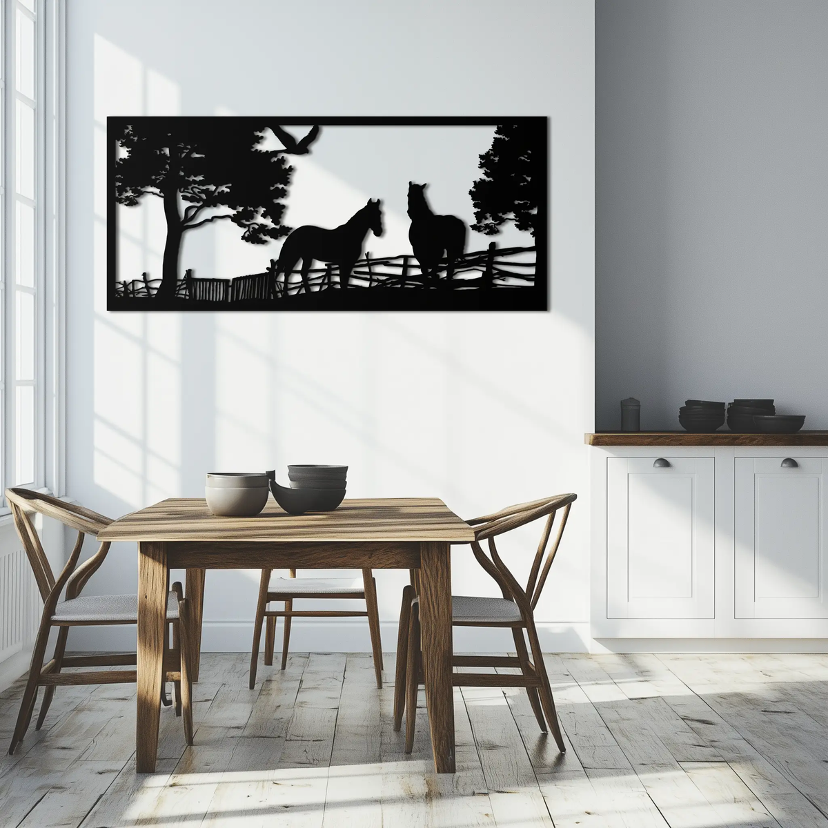 Rustic Horse Farm Metal Wall Art - Steel Wall Decor for Home and Barn - KAF036 by Enova Art