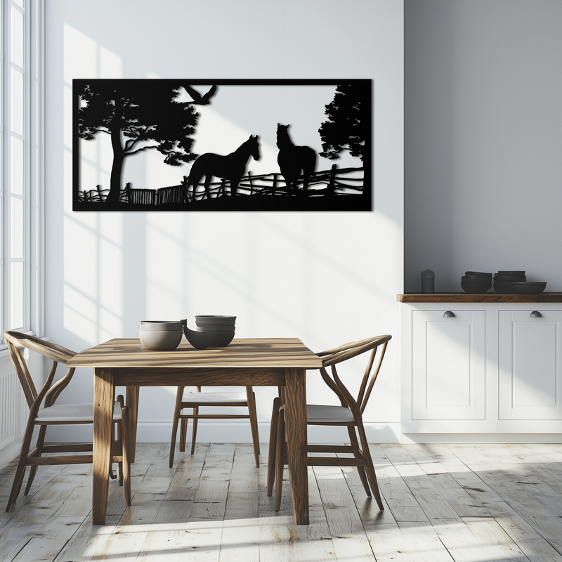 Rustic Horse Farm Metal Wall Art - Steel Wall Decor for Home and Barn - KAF036 by Enova Art