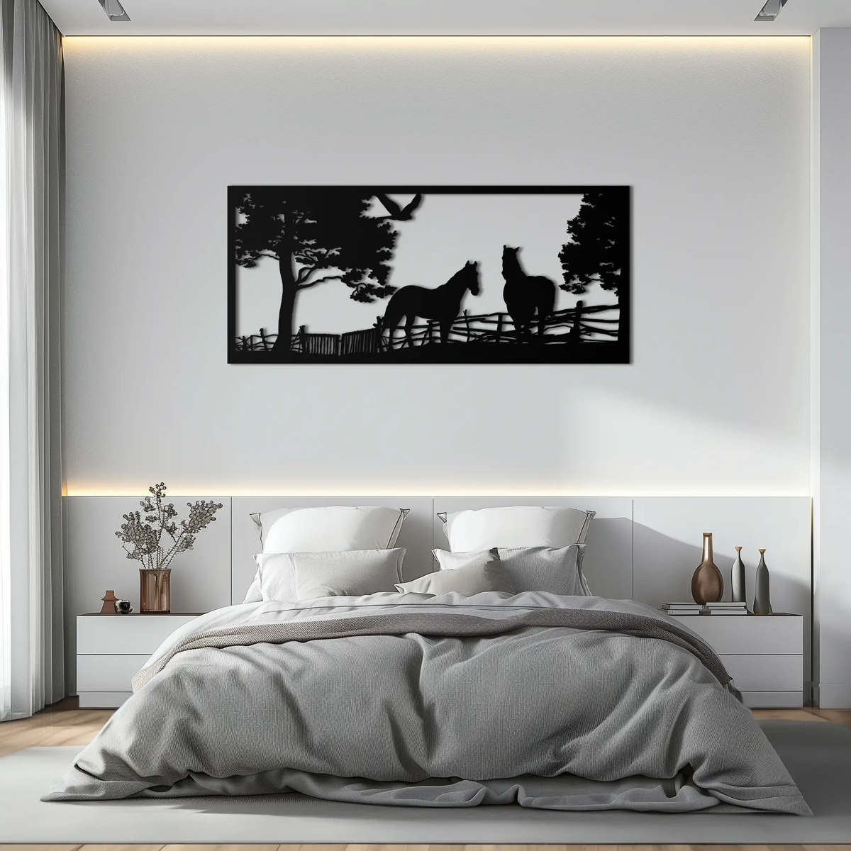 Rustic Horse Farm Metal Wall Art - Steel Wall Decor for Home and Barn - KAF036 by Enova Art
