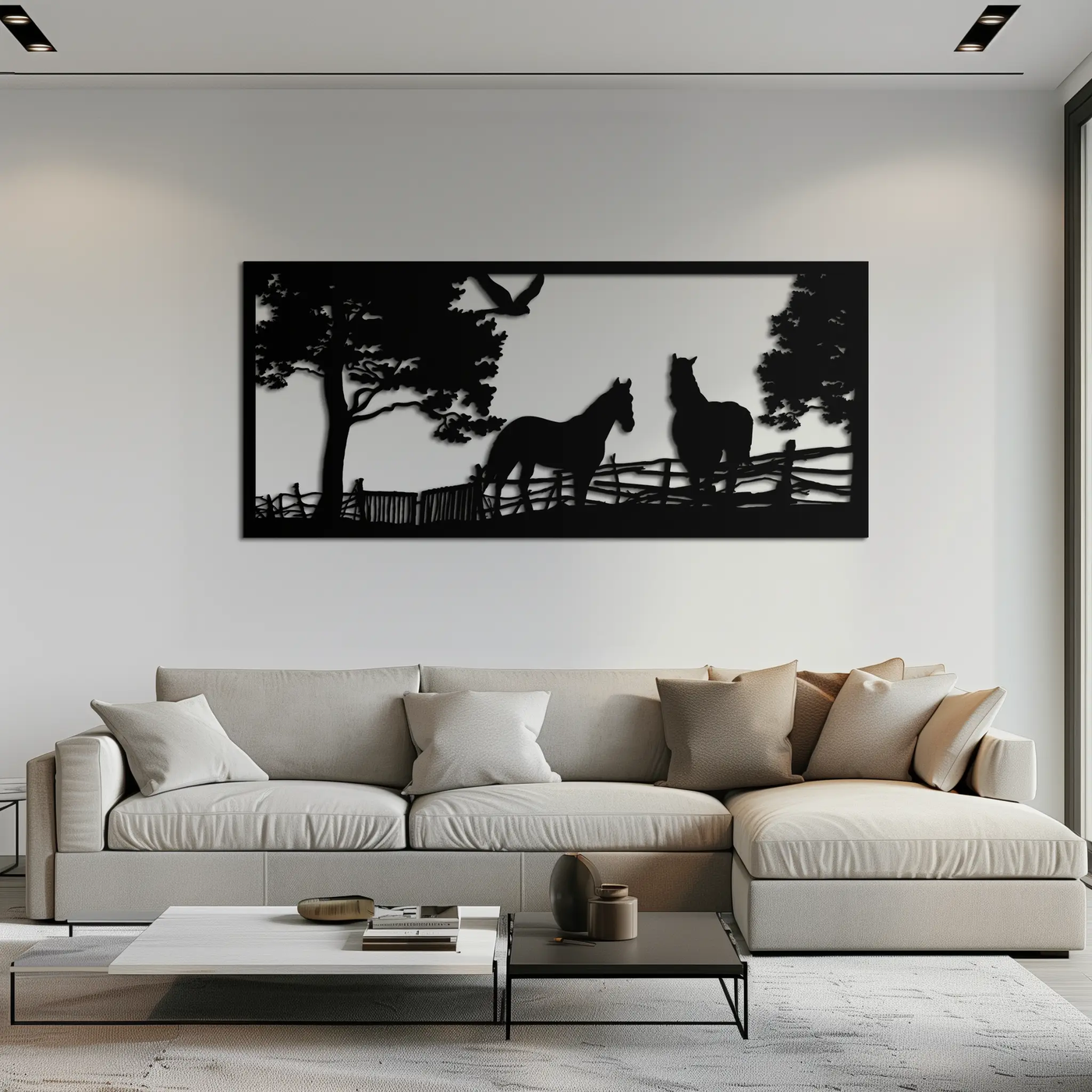 Rustic Horse Farm Metal Wall Art - Steel Wall Decor for Home and Barn - KAF036 by Enova Art