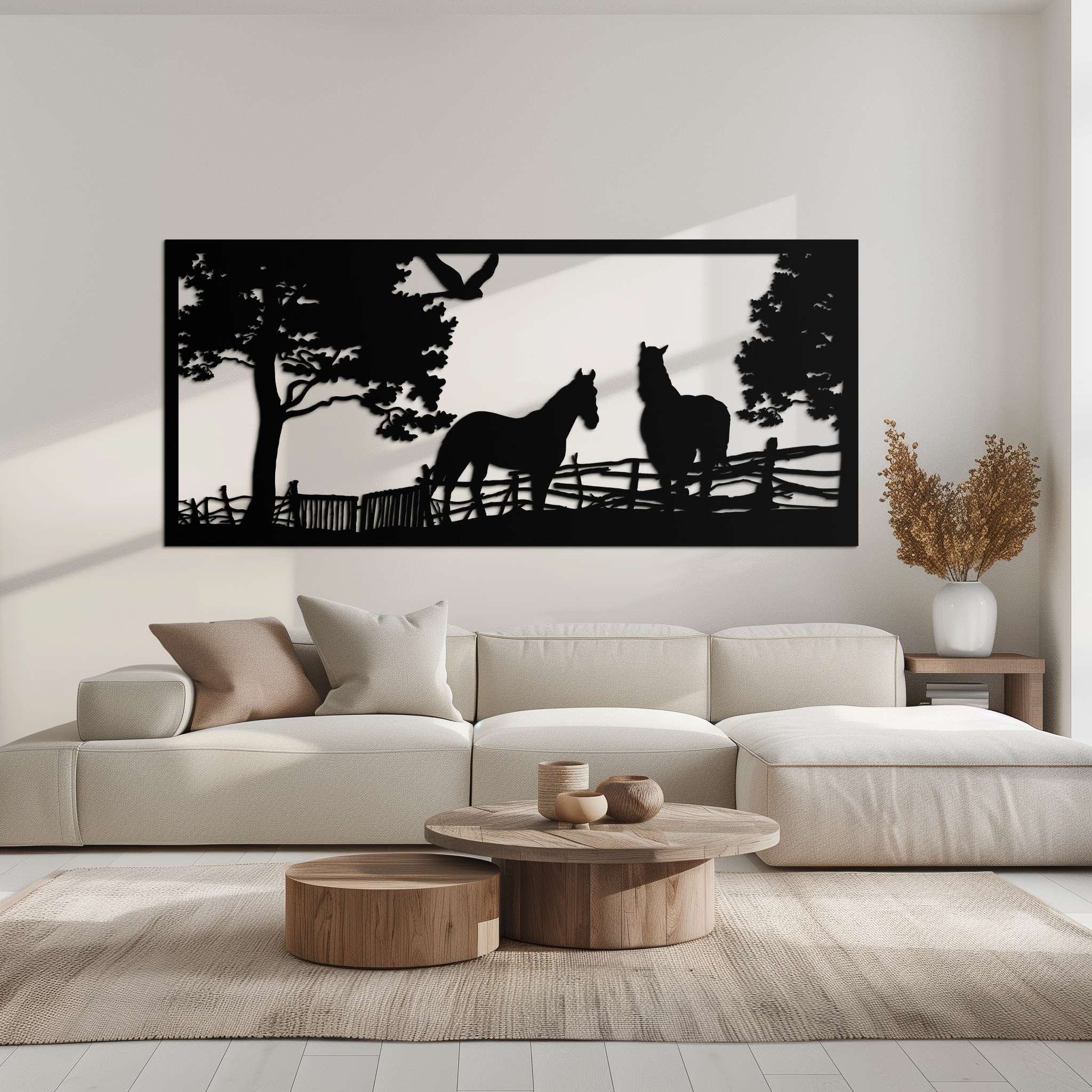 Rustic Horse Farm Metal Wall Art - Steel Wall Decor for Home and Barn - KAF036 by Enova Art