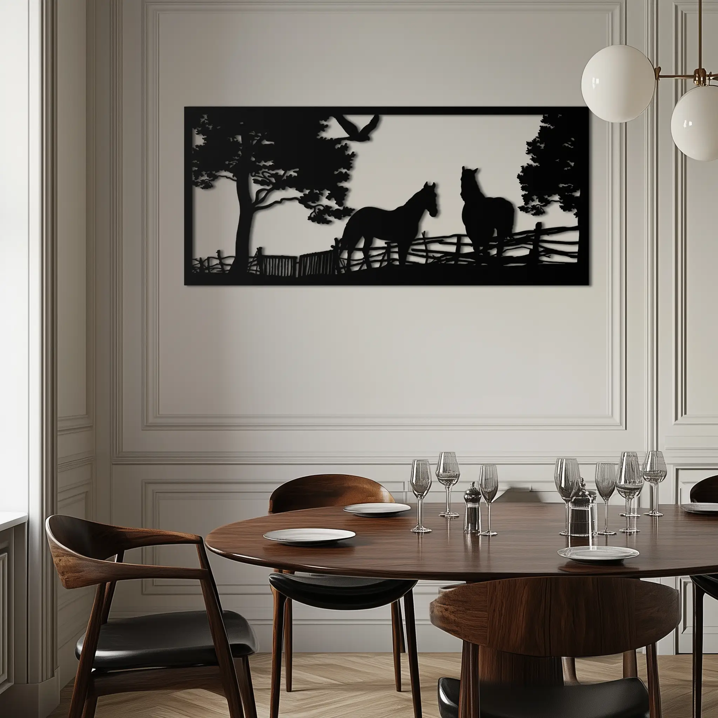 Rustic Horse Farm Metal Wall Art - Steel Wall Decor for Home and Barn - KAF036 by Enova Art