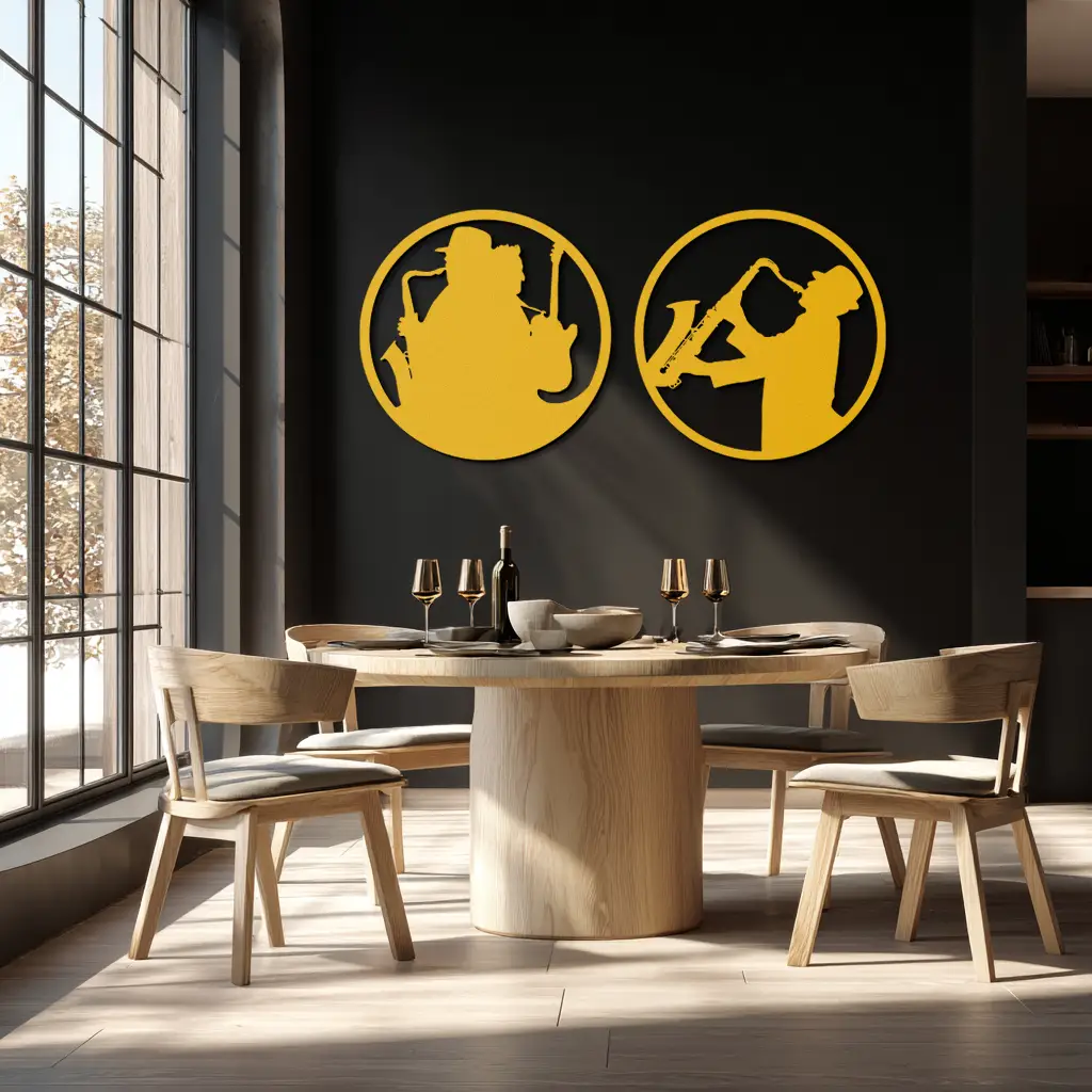 Jazz Musician Metal Wall Art - Set of 2 Steel Wall Decor Pieces - KAF038 by Enova Art