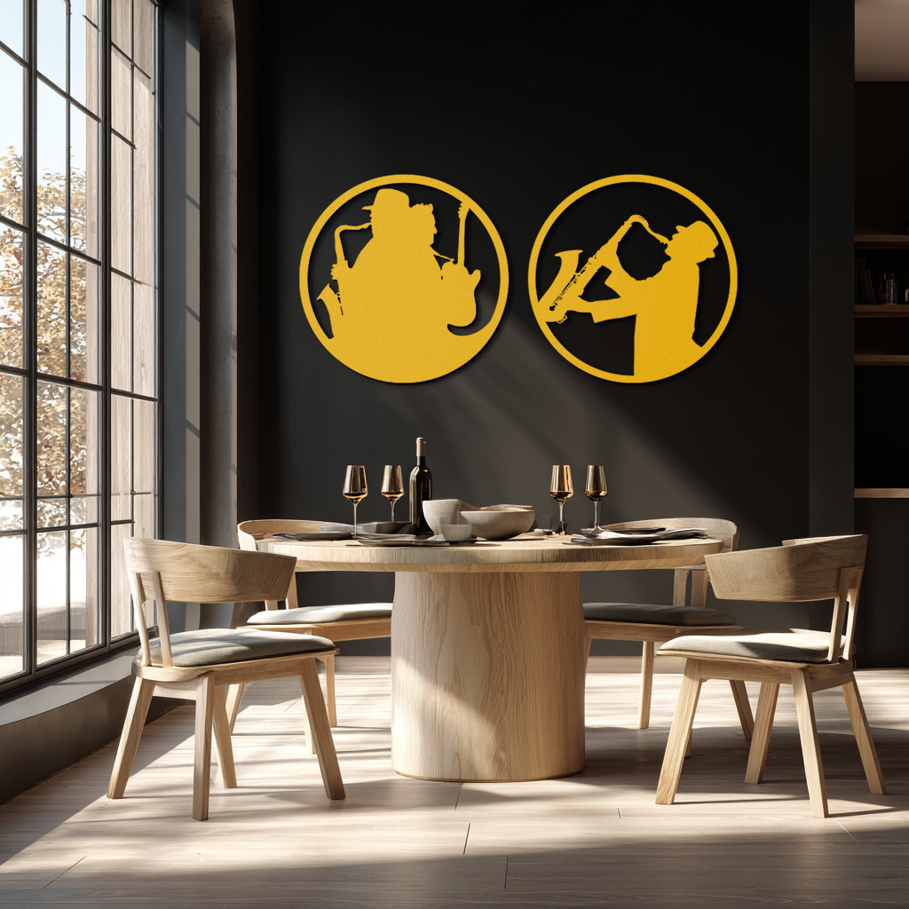 Jazz Musician Metal Wall Art - Set of 2 Steel Wall Decor Pieces - KAF038 by Enova Art