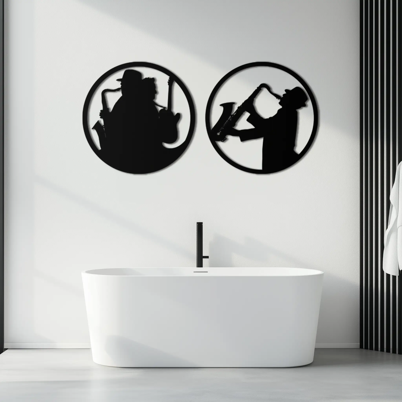 Jazz Musician Metal Wall Art - Set of 2 Steel Wall Decor Pieces - KAF038 by Enova Art
