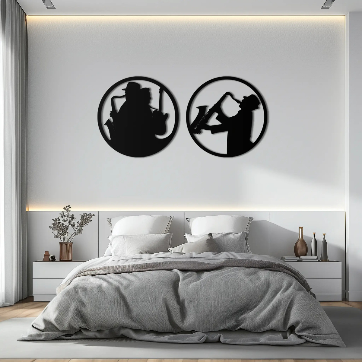 Jazz Musician Metal Wall Art - Set of 2 Steel Wall Decor Pieces - KAF038 by Enova Art