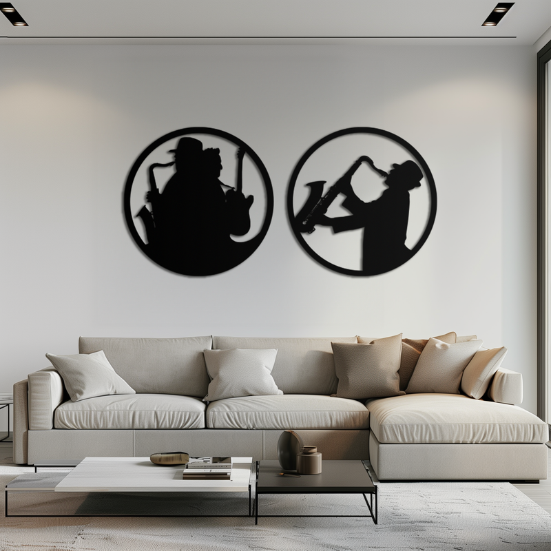 Jazz Musician Metal Wall Art - Set of 2 Steel Wall Decor Pieces - KAF038 by Enova Art