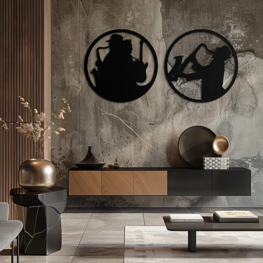 Jazz Musician Metal Wall Art - Set of 2 Steel Wall Decor Pieces - KAF038 by Enova Art