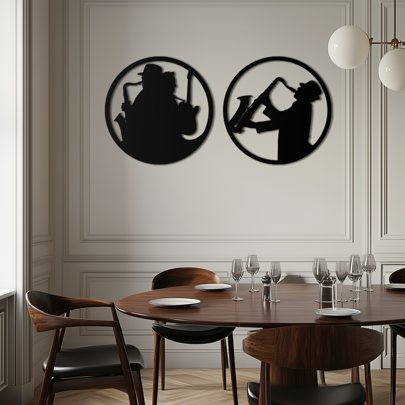 Jazz Musician Metal Wall Art - Set of 2 Steel Wall Decor Pieces - KAF038 by Enova Art